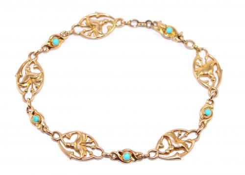 Art Nouveau Turquoise Fuchsia Bracelet c.1910