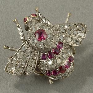 Victorian ruby and diamond bee brooch