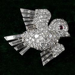 Art Deco diamond bird brooch