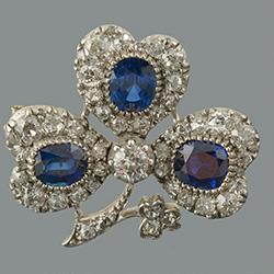 Edwardian sapphire and diamond trefoil brooch