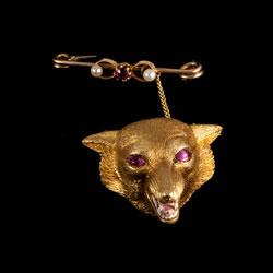 Victorian fox mask brooch
