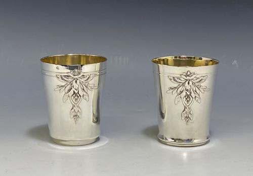 Pair of silver beakers Louis Coignet 1890 Paris
