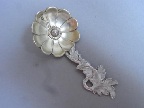 An extremely rare Anemone Caddy Spoon made in Birmingham in 1852 by Hilliard & Thomason