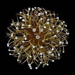 Gold diamond and enamel brooch 1970s