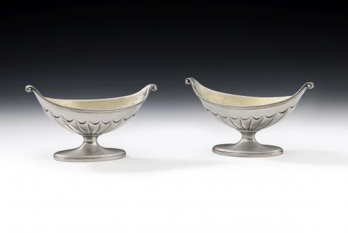 A very unusual pair of George III Salt Cellars made in London in 1787 by Peter Podio and Abraham Peterson