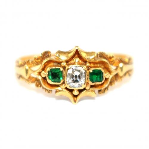 Georgian Emerald & Diamond Ring c.1820