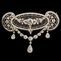 Platinum set diamond Edwardian filigree brooch
