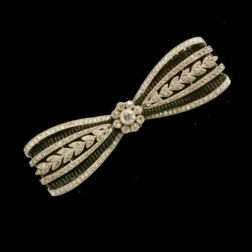 Edwardian diamond ribbon bow brooch