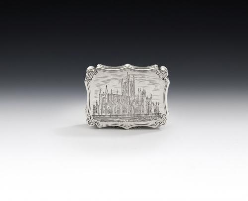BATH ABBEY CHURCH.  An extremely rare Castle top Vinaigrette made in Birmingham in 1843 by nathaniel mills