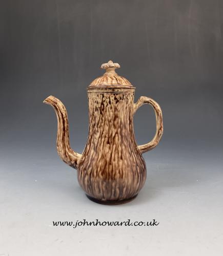 English creamware bodied lead glaze chocolate pot in the Thomas Whieldon style mid 18th century