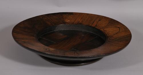 S/4460 Antique Treen Early 19th Century Rosewood Offertory Dish