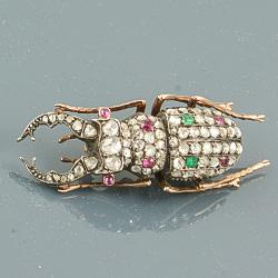 Rose diamond Victorian bug brooch