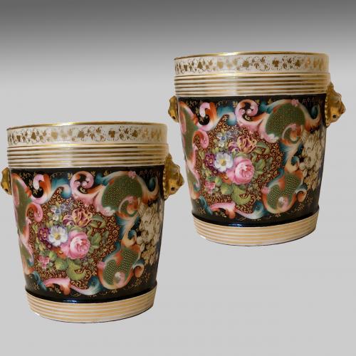 Pair French porcelain jardinieres