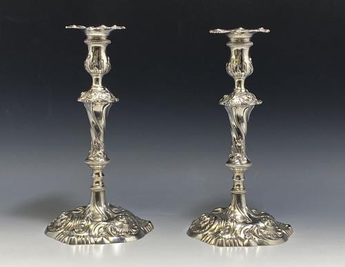Ebenezer Coker silver candlesticks 1762