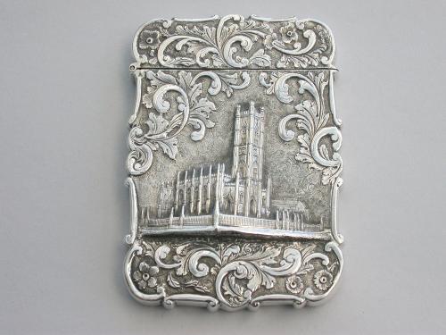Victorian Silver Castle-Top Card Case - St Luke's Church, Liverpool
