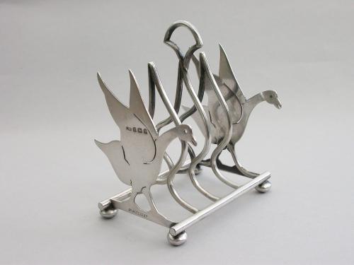 Victorian Silver Geese Toast Rack