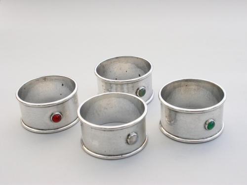 Arts and Crafts Style Silver Napkin Rings