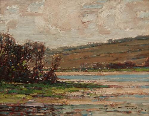 Kershaw Schofield water meadow oil painting
