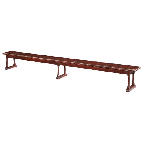 Oxblood Red Painted Pine Country Bench