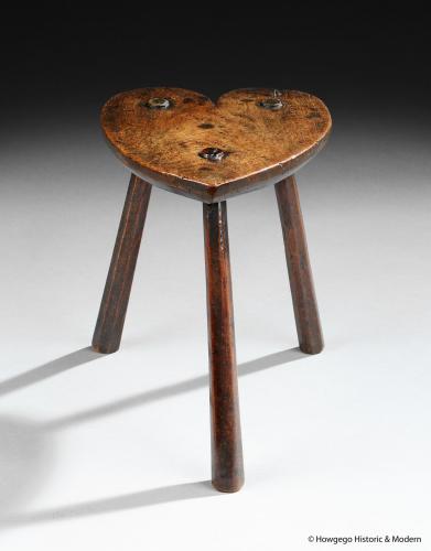 18th century fruitwood three legged stool
