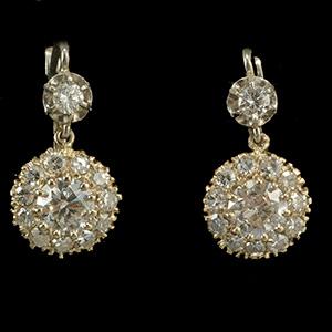 Edwardian diamond drop cluster earrings