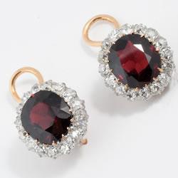 Garnet and diamond cluster earrings