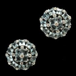 Aquamarine diamond clip earrings
