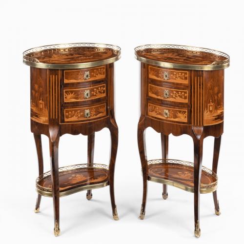 A pair of French rosewood occasional tables