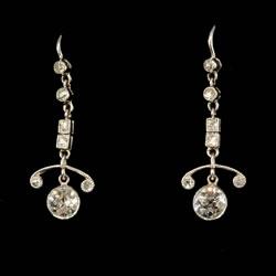 Edwardian platinum and diamond drop earrings