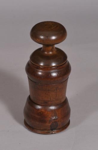 S/4514 Antique Treen Early 19th Century Birch Mortar Grater