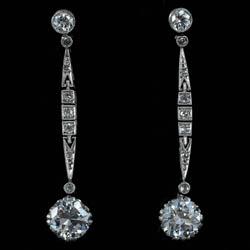  Art Deco platinum diamond drop earrings