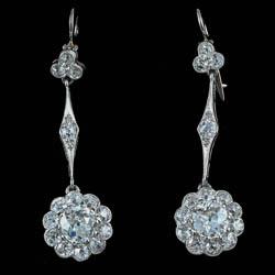 Edwardian diamond drop cluster earrings