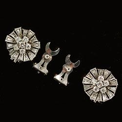 Platinum diamond clip earrings