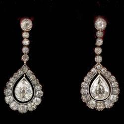 Victorian pear shaped diamond drop earrings