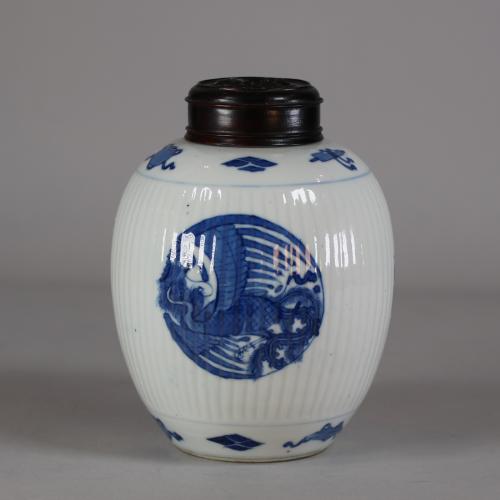 Chinese phoenix blue and white vase, 17th century