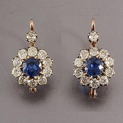 Victorian sapphire and diamond drop earrings