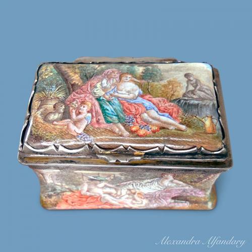 Vienna Enamel Box Decorated All Over With Classical Scenes, circa 1860-1870