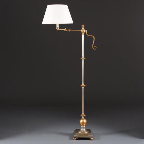 A Fine Brass and Polished Steel Standard Lamp