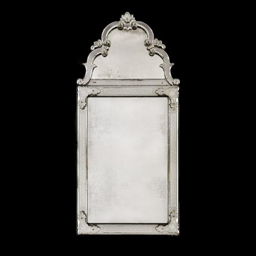 A Fine Early 19th Century Venetian Mirror with Unusual Cresting