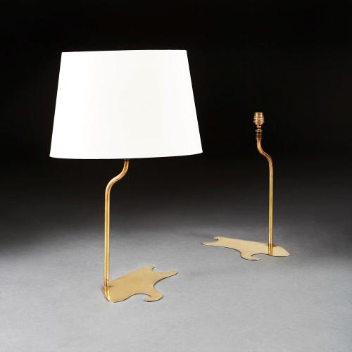 A Pair of Painters Palette Brass Lamps