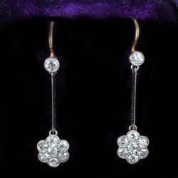 Diamond drop Edwardian cluster earrings
