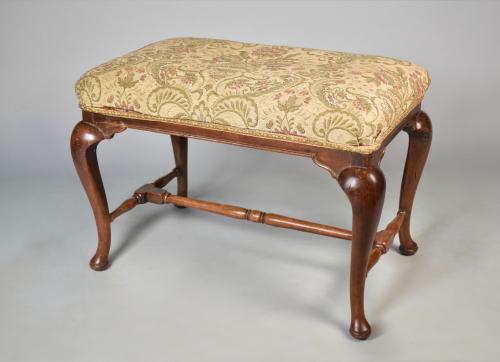 Scottish walnut cabriole leg stool, c.1740.