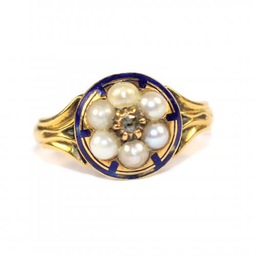 Victorian Pearl Flower Ring c.1860