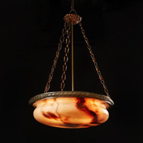 A Large William IV Alabaster Hanging Dish Light