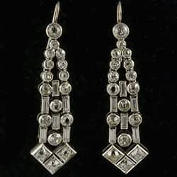 Platinum Art Deco diamond drop earrings