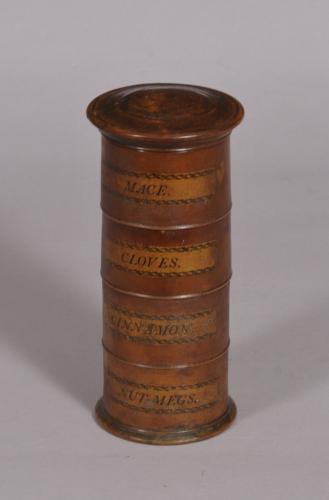 S/4507 Antique Treen 19th Century Four Tier Sycamore Spice Tower