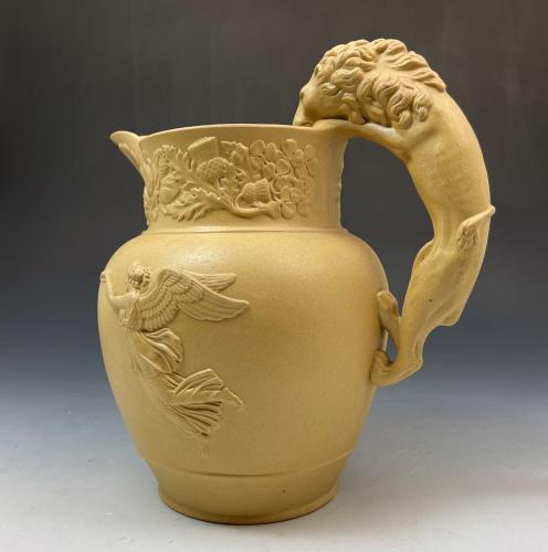 Drabware pottery pitcher commemorating the death of King George IV English circa 1830