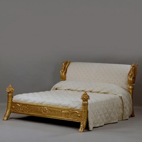 A Louis-Philippe Giltwood King Size Bed, after a model for Empress Josephine at Malmaison 