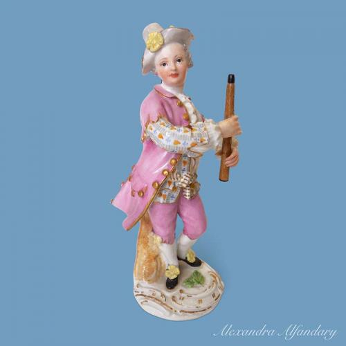 An 18th Century Meissen Porcelain Oboe Player From the Dresden Opera, circa 1750