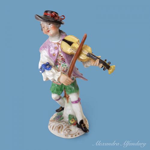 An 18th Century Meissen Porcelain Violinist From The Dresden Opera, circa 1750